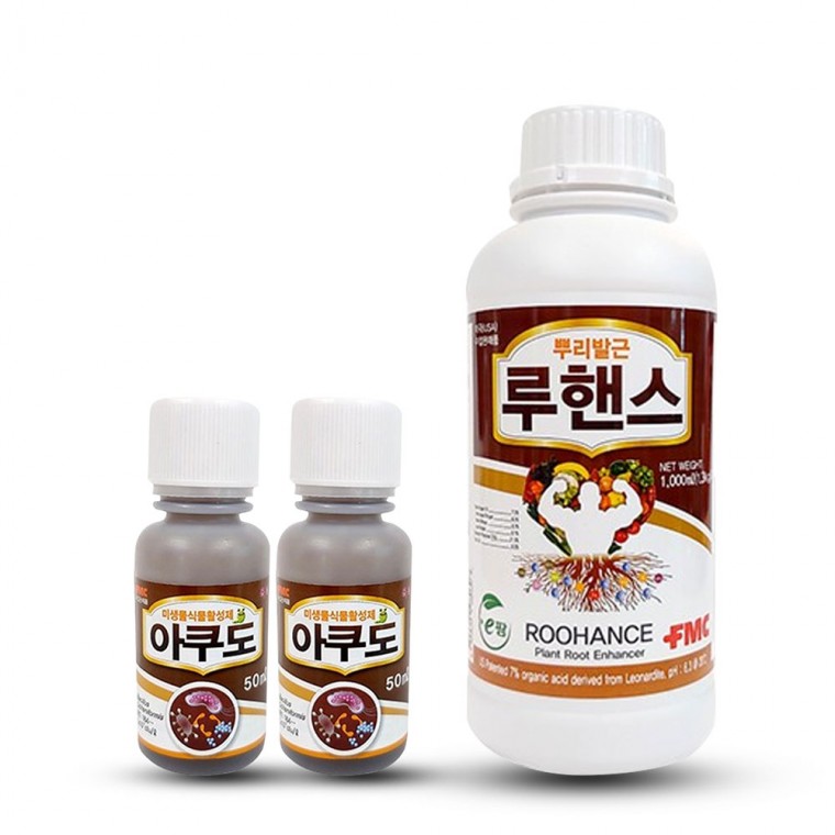 루핸스1L 1개+아쿠도50ml 2개 뿌리발근제 밑거름 발근촉진제 텃밭 토양 미생물 영양제 관주 요소 고추 비료