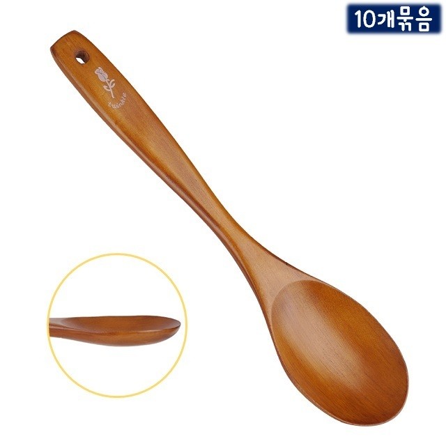 옻칠 큰스푼 약22cm 10개묶음 걸이구멍 나무스푼 나무숟가락 옻스푼