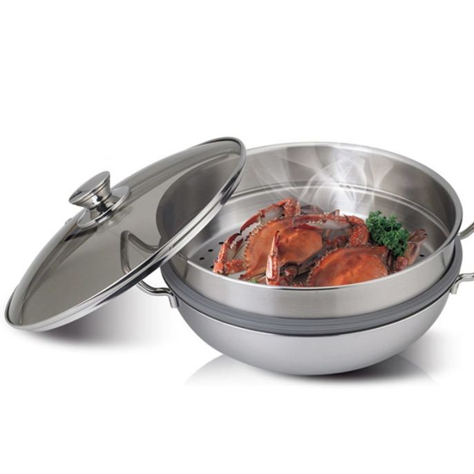 키친아트 찜냄비 찜솥 스텐 찜통 찜기 3중 2단 30cm