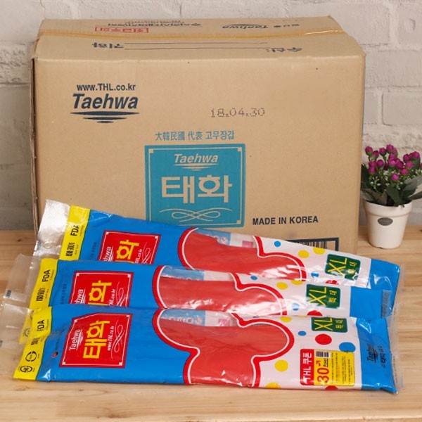 (BOX)태화고무장갑(XL 특대) 레드 100켤레