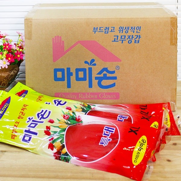 (BOX)마미손 고무장갑 특대 XL 레드 100켤레