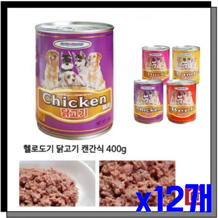 강아지 간식캔 400G 닭고기 x12개 애견간식 애견캔