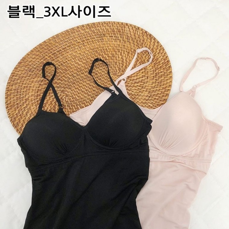 여성 고탄력 속옷 인견 통풍 편한 캡나시 블랙 3XL 잠옷 시원한 여자 브라