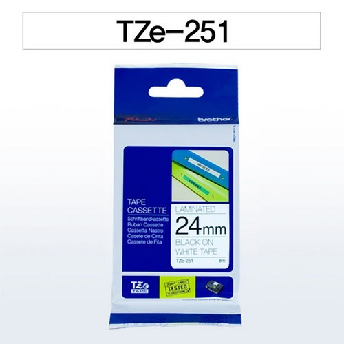 브라더 테이프카트리지(TZe-251 24mm 흰색 흑색문자)