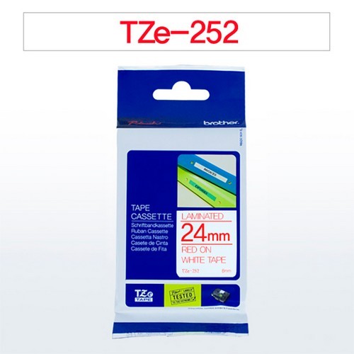 브라더 테이프카트리지(TZe-252 24mm 흰색 적색문자)