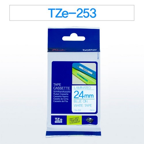 브라더 테이프카트리지(TZe-253 24mm 흰색 청색문자)