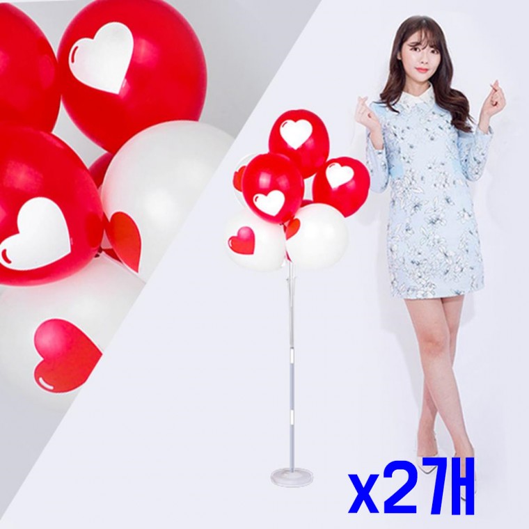 혼합포인트하트 130cm 풍선꽂이장식세트 x2개