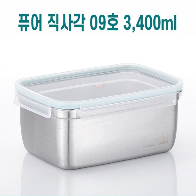 사각 냉장고 소분 스테인레스 반찬통 3400ml 이유식 용기 스텐 김치통