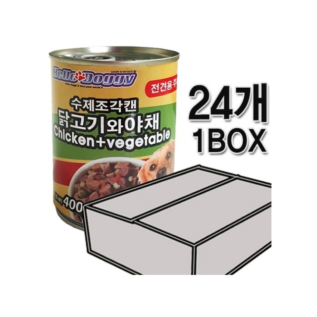 헬로도기 수제조각캔 400g - 닭고기와야채 24개1박스