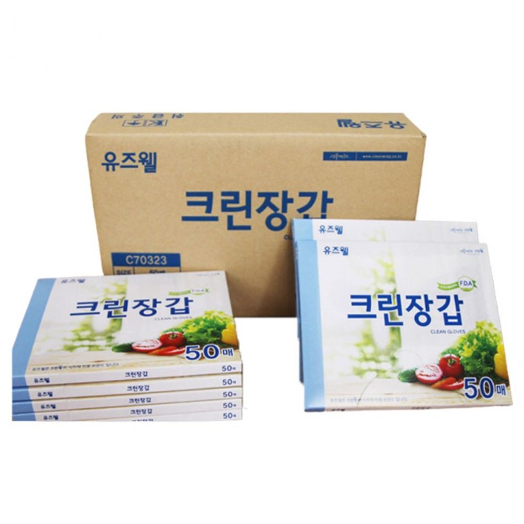 크린랩 위생장갑 50매 50P 김치 주방 일회용 비닐장갑