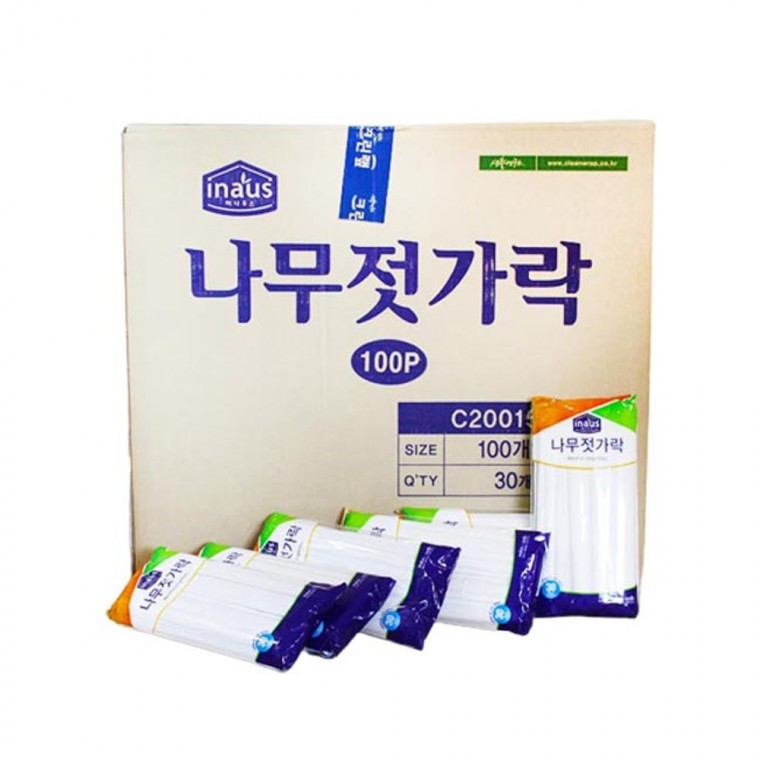 크린랩 나무젓가락 30개입 100P 야외 일회용 젓가락