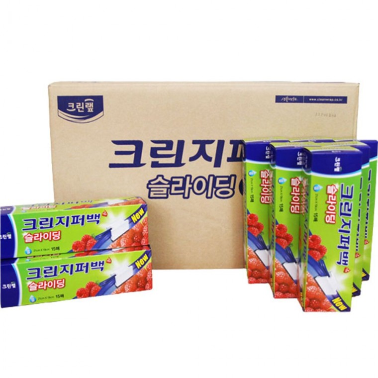 크린랩 슬라이딩 지퍼백 소 21x19cm 15매 30P 위생백