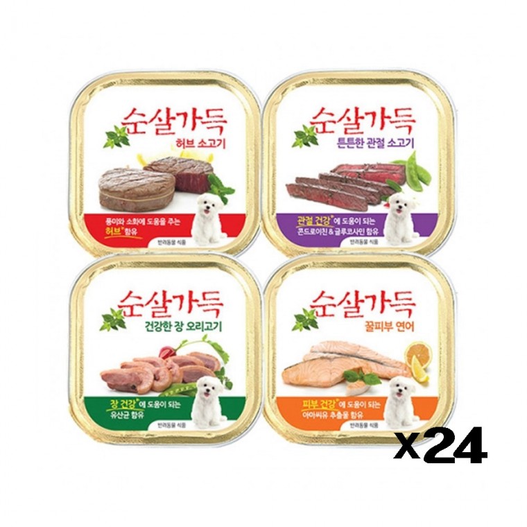 강아지 순살코기 캔간식 100g X24 단백질 영양 통조림