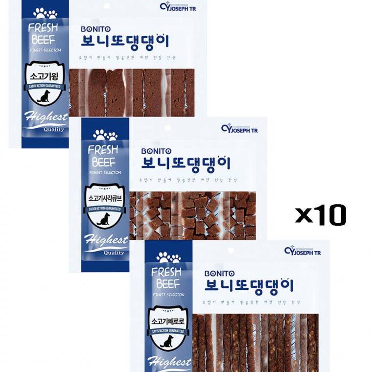 댕댕이 간식 300g X10(선택) 소고기 육포 고단백 칭찬