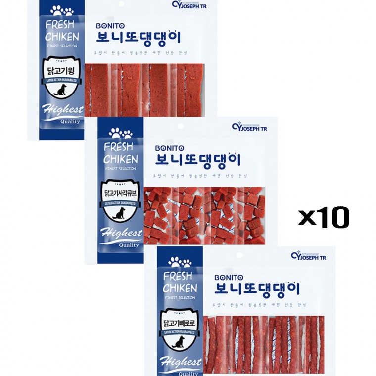 댕댕이 간식 300g X10(선택) 닭고기 육포 고단백 칭찬