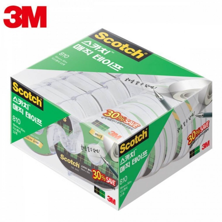 3M 스카치 매직테이프 세이빙팩 810D-12 18mm x 30m