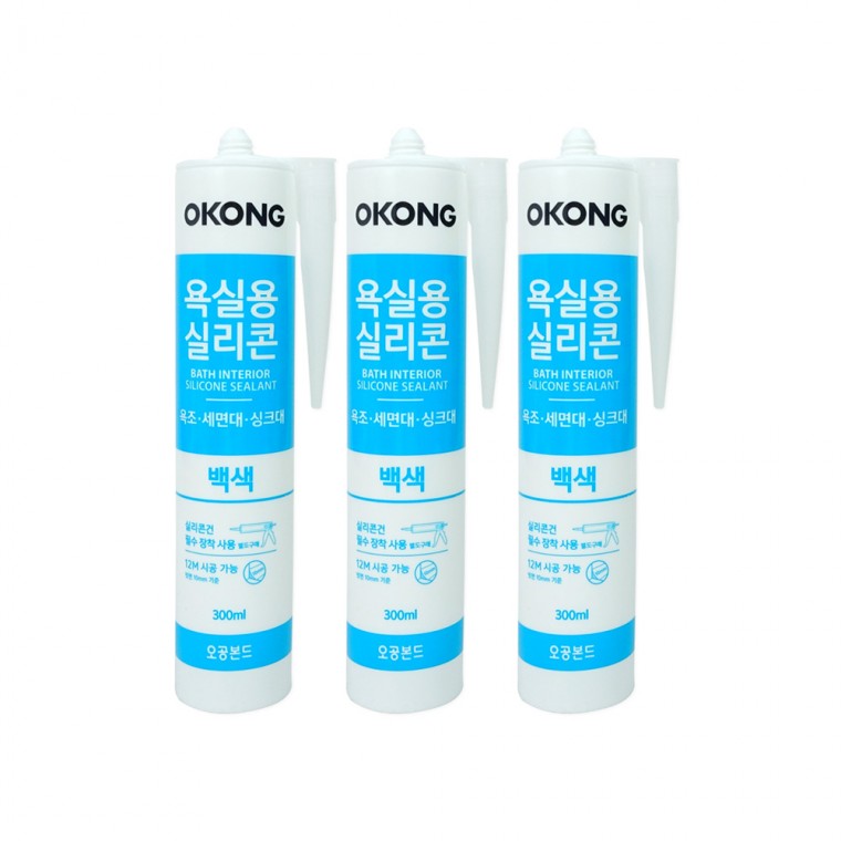 오공 욕실용실리콘(300ml) 백색 9362-3개 실리콘 인테리어 샤시씰링 방수 틈새매꿈