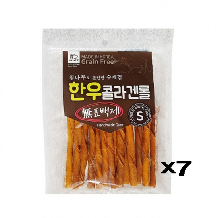 애견 수제간식 고단백 한우 콜라겐롤 (S) X7 치석제거