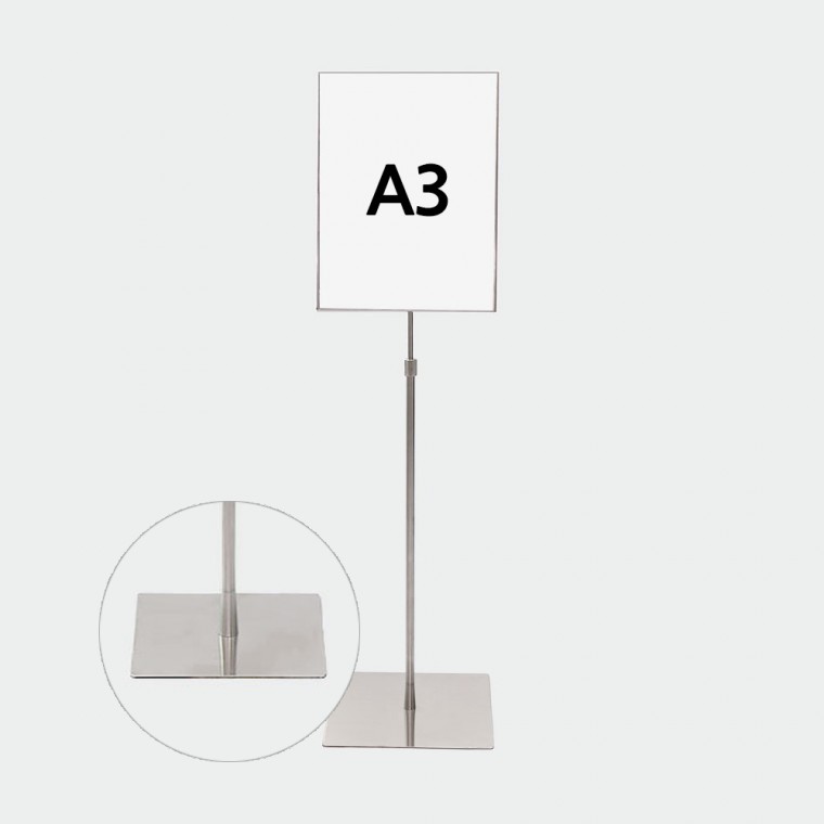 사인스탠드 A3 슬림판넬 삽입식 스텐 사각베이스