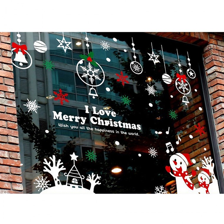 I love christmas 와눈사람 유리 데코스티커 시트지