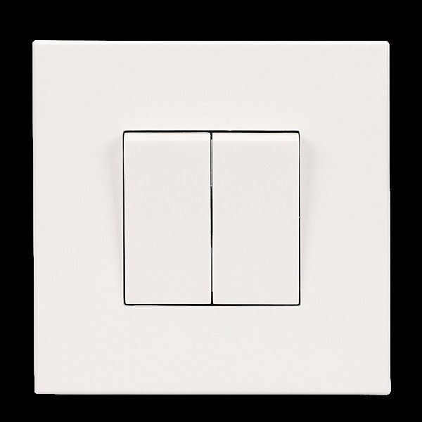 스위치(정사각 유럽형) 2구 1로(2모듈)(화이트)