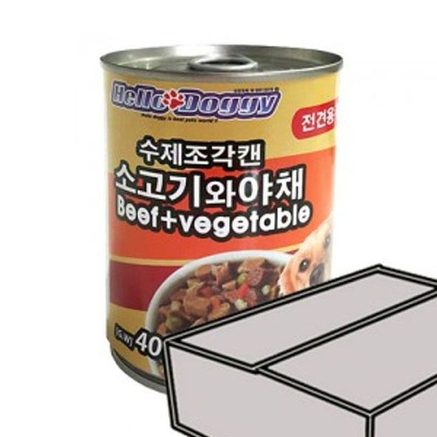 강아지 간식 습식사료 통조림 소고기 야채 400g 24개