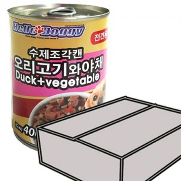 강아지 간식 습식사료 통조림 오리 야채 400g 24개