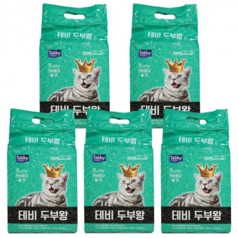 고양이 테비 두부왕 두부모래가는입자 밀크 7LX5개 콩비지 천연 두부 모래