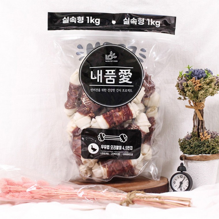 투투펫 강아지 간식 내품애 실속형 1kg (오리말이껌) (4.5in)