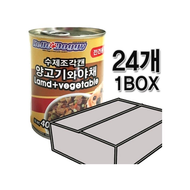 헬로도기 수제조각캔 400g - 양고기와야채 24개1박스 통조림