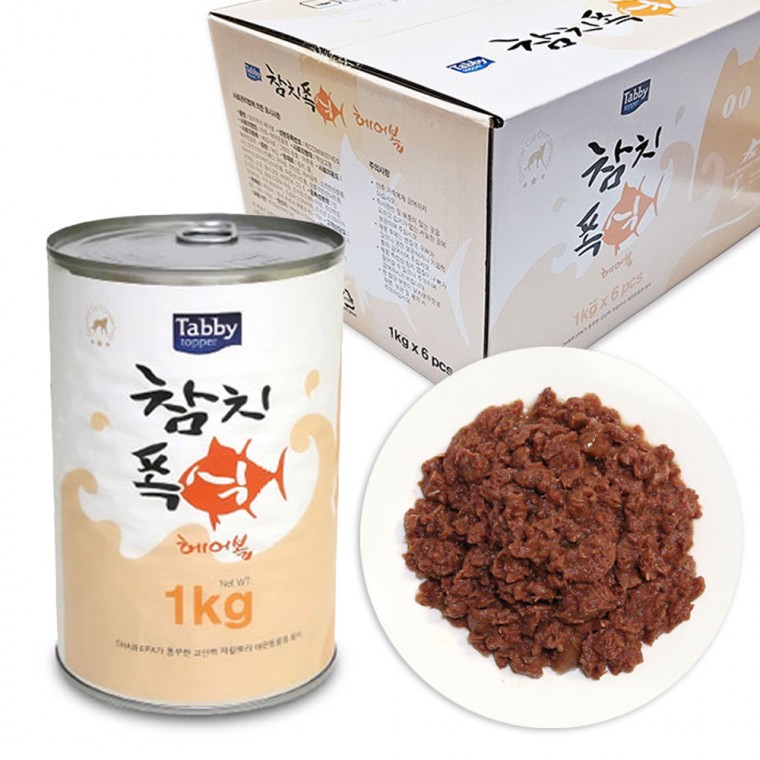 테비 고양이 참치 폭식 대용량 고양이캔 (헤어볼) (1kg x 6개입) (1박스)