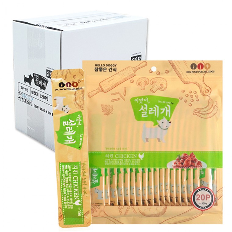 헬로도기 강아지간식 참좋은 간식 이맛이 설레개 (치킨) (20p x 6개입) (1박스)