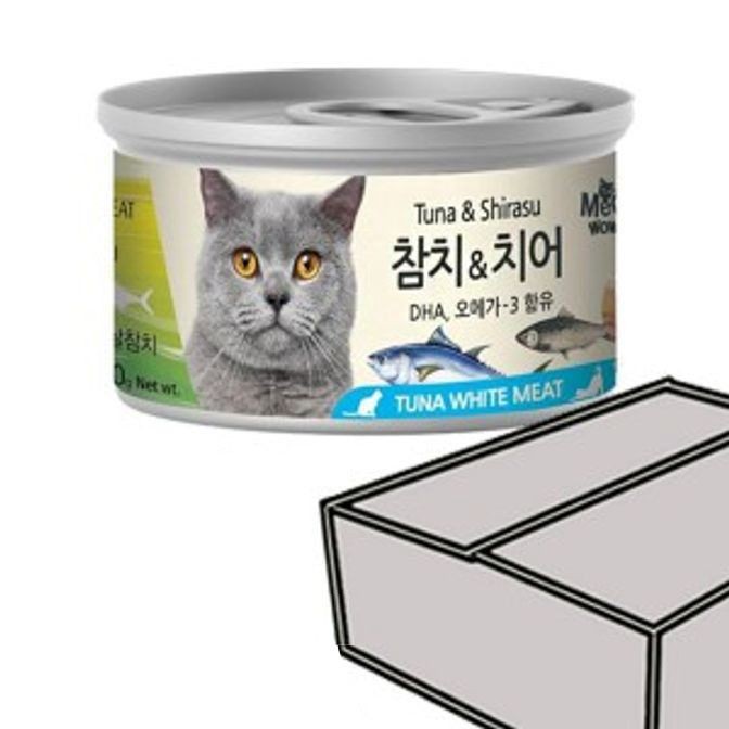 고양이 주식캔 간식 통조림 흰살 참치 치어 80g 24개