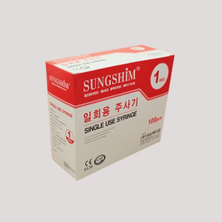 1/2 성심 100개 1CC 의료용 26G X36팩 일회용주사기