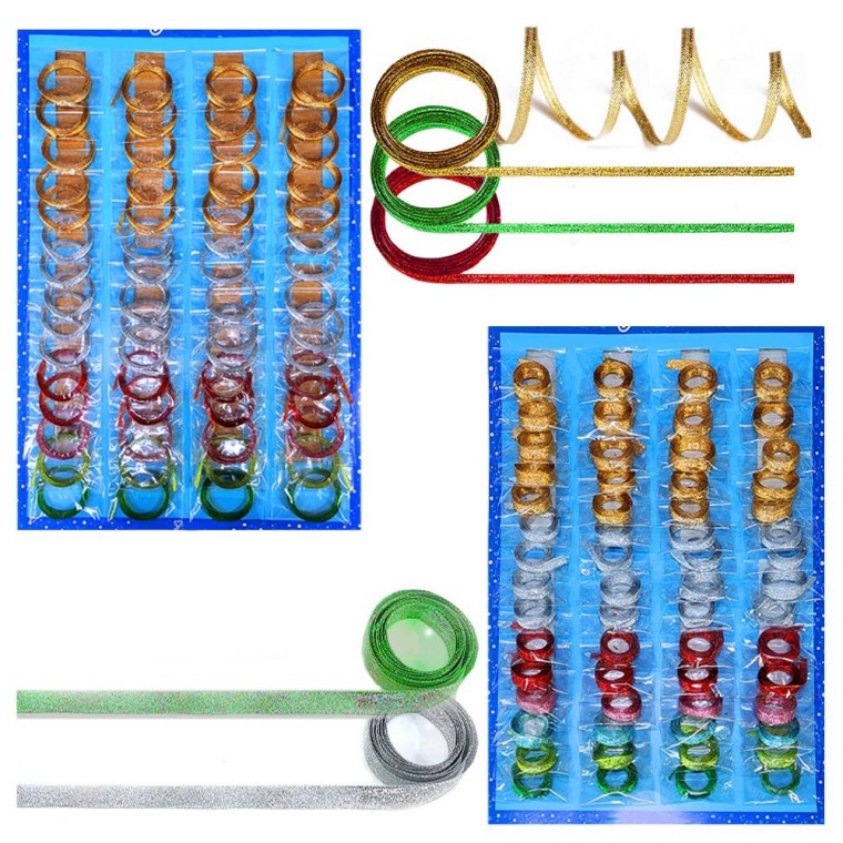 슈퍼 금사 리본끈 선물 포장 3mmX1.5M 60개입 칼라 혼합