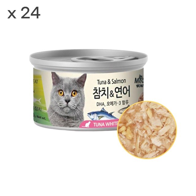 야옹 흰살참치 연어 80gx24개 1박스 고양이간식 영양간식