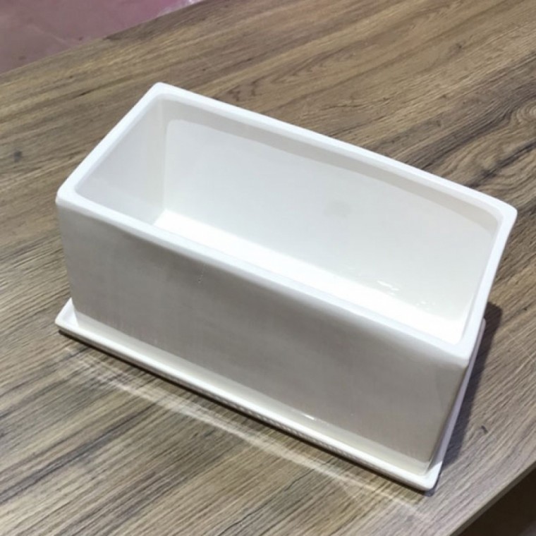 도기화분 옆이 넓은 직사각 29x14x16cm 화이트