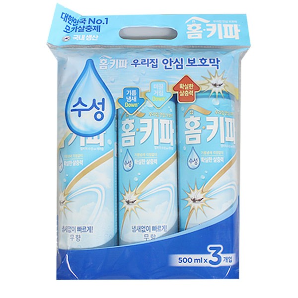 홈키파 무향 에어졸 500ml 3p 홈키파살충제 모기살충제 파리살충제 살충제 에어졸 에어로졸-TJ