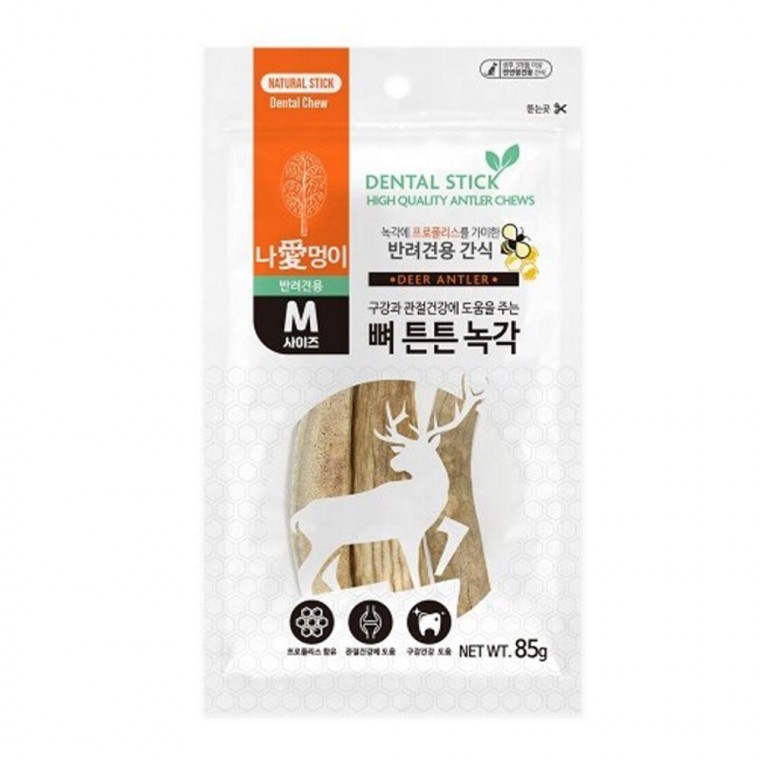 뼈튼튼 강아지 녹각 85g 1P 반려견 치석관리 간식