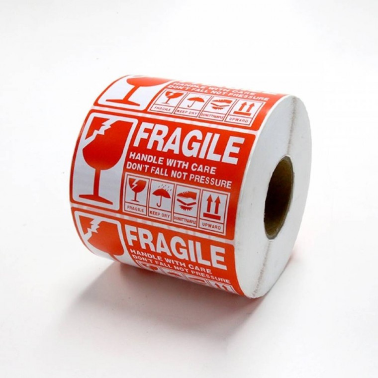 Fragile 스티커 영문 화물주의 파손주의 취급주의 라벨지 90mm x 50mm1000장