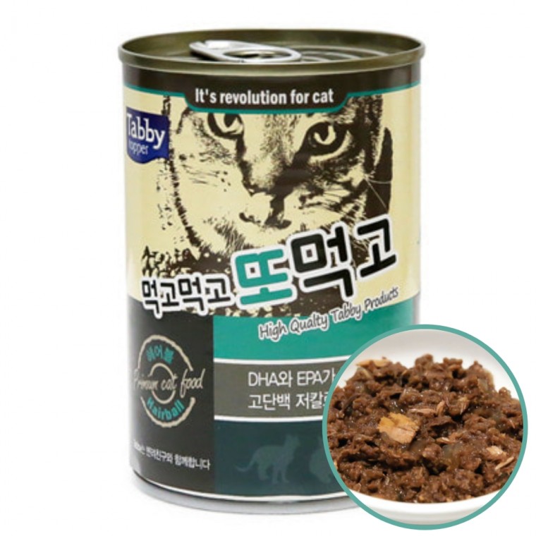 먹고먹고 또먹고 고양이 간식 캔 (헤어볼400gX12개) 길냥