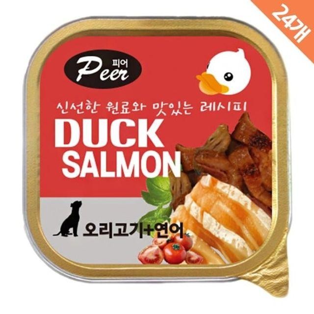 피어 사각캔 오리고기+연어 100g x24