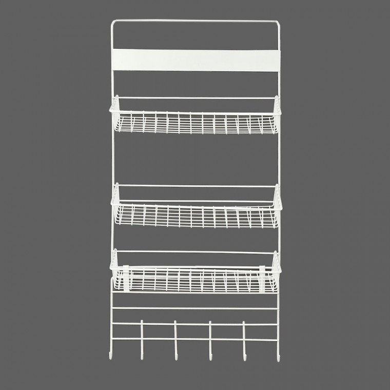 냉장고걸이 3단 스틸 수납선반(화이트)