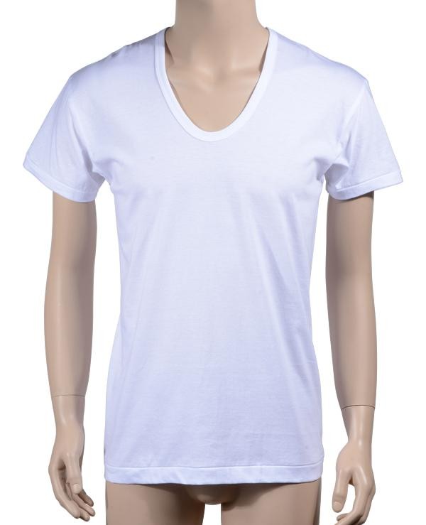트라이 남U넥 T셔츠 깨끗한 면 100% 백색 U넥 반팔 T셔츠 95 100 105