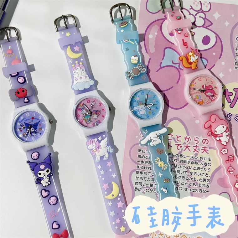 시나모롤전자시계 귀여운 입체 만화 시계 로렐 개 Couomi 선물 상자 손 시계 시간 학생