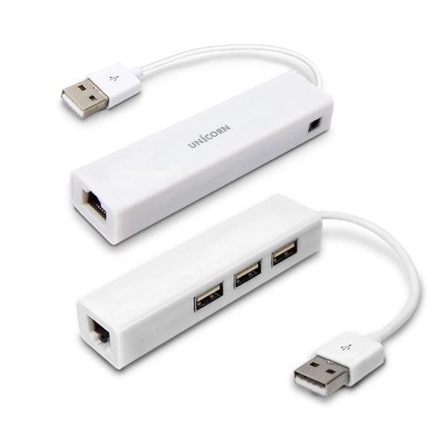 유니콘 USB 유선랜카드 3포트 허브 멀티 ULAN-203H