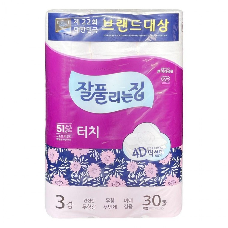 잘풀리는집 도톰한 3겹30롤 터치픽셀 엠보싱화장지 -O