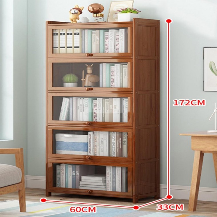 아크릴 대나무 6단 수납장 60cm 월넛