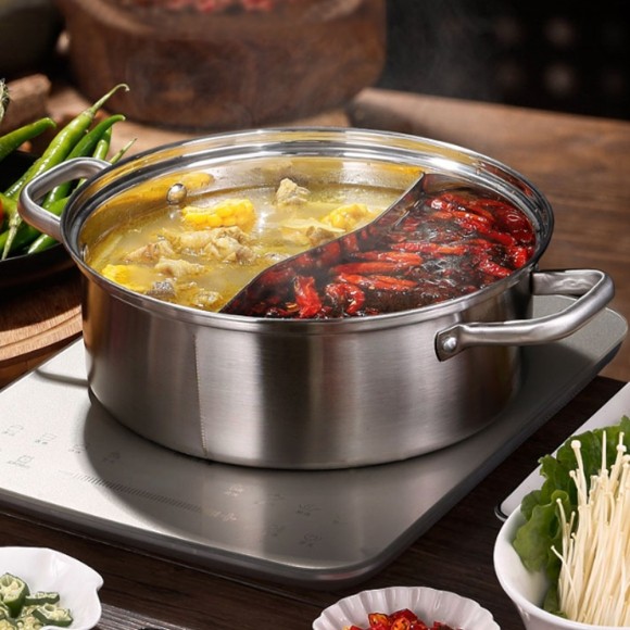 샤브샤브 전골 찌개 탕 찜 요리 스텐 반반냄비 인덕션 하이라이트 핫플레이트 냄비 30cm