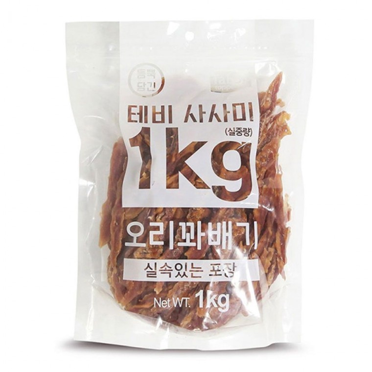 애견간식 테비 사사미 실속포장 오리꽈배기 1kg 강아지 간식 강아지대용량간식